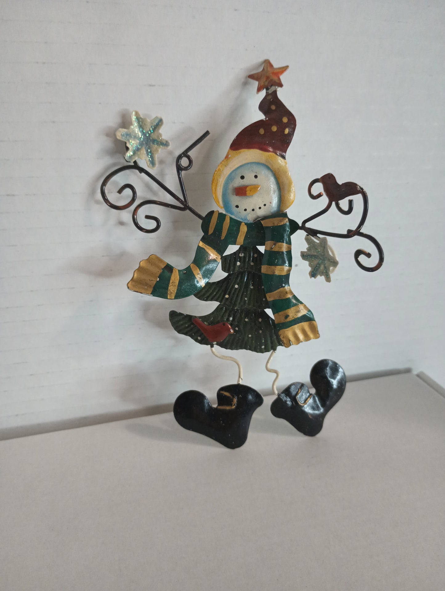 Metal Snowman Rustic Christmas Ornament 6"