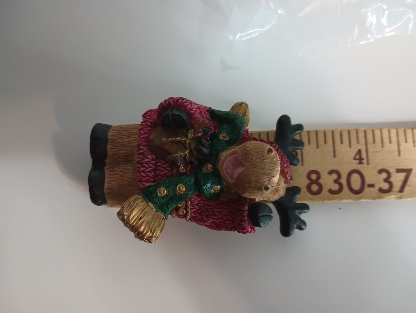 Resin Moose wearing a scarf Christmas Ornament 3"