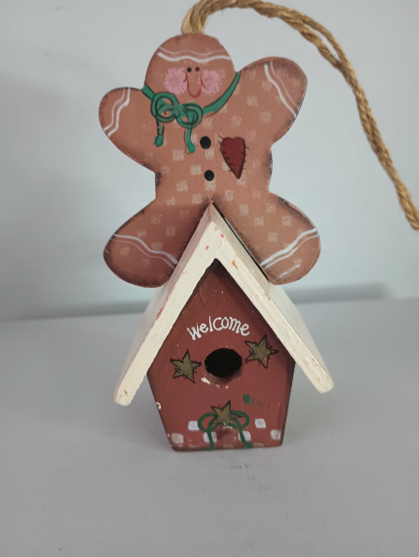 Vintage SANTA'S WORKBENCH Trim A Tree Birdhouse with Gingerbread Christmas Ornament 1999 4"