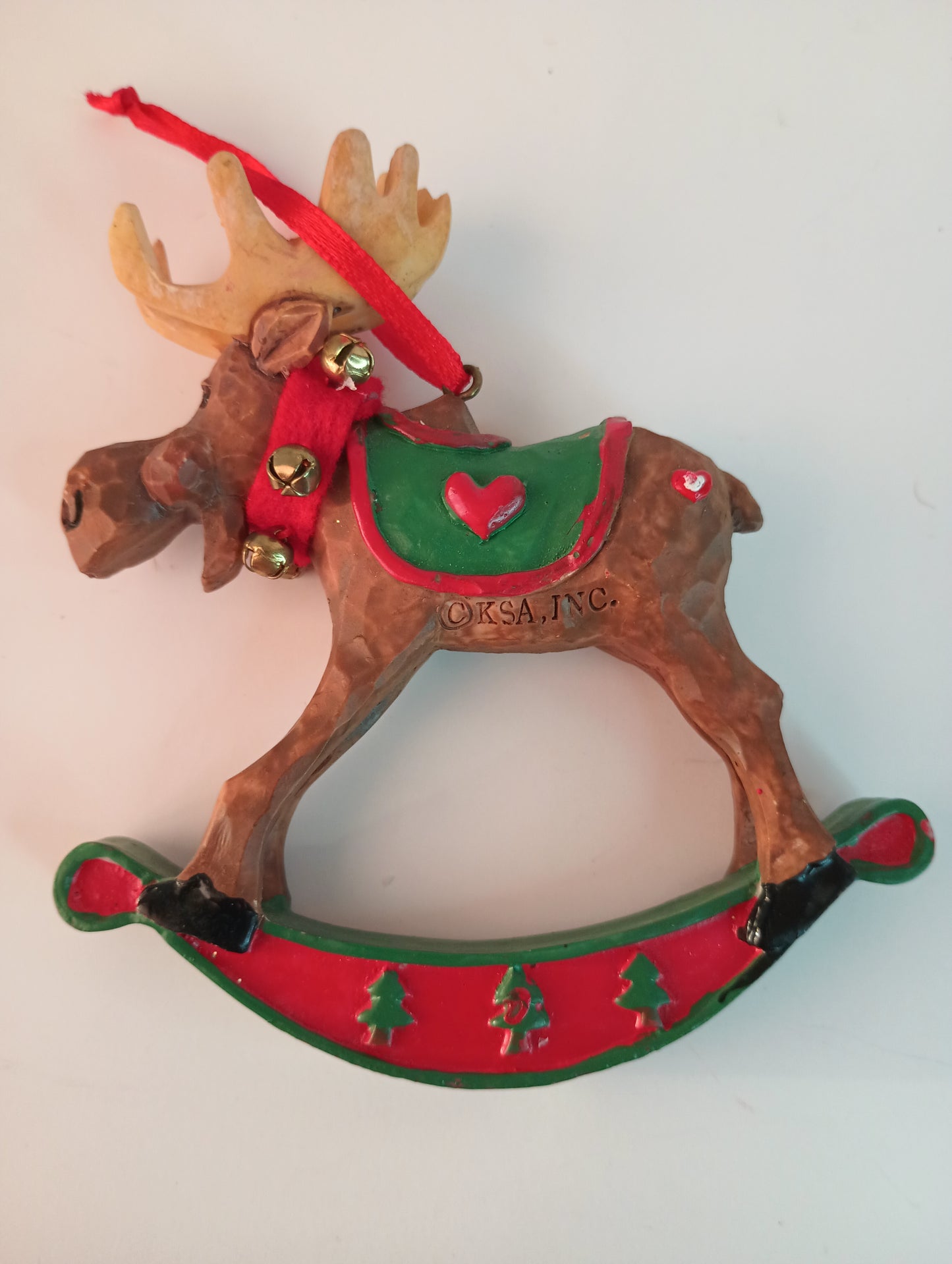 KSA Inc Rocking Moose Christmas Ornament 4"