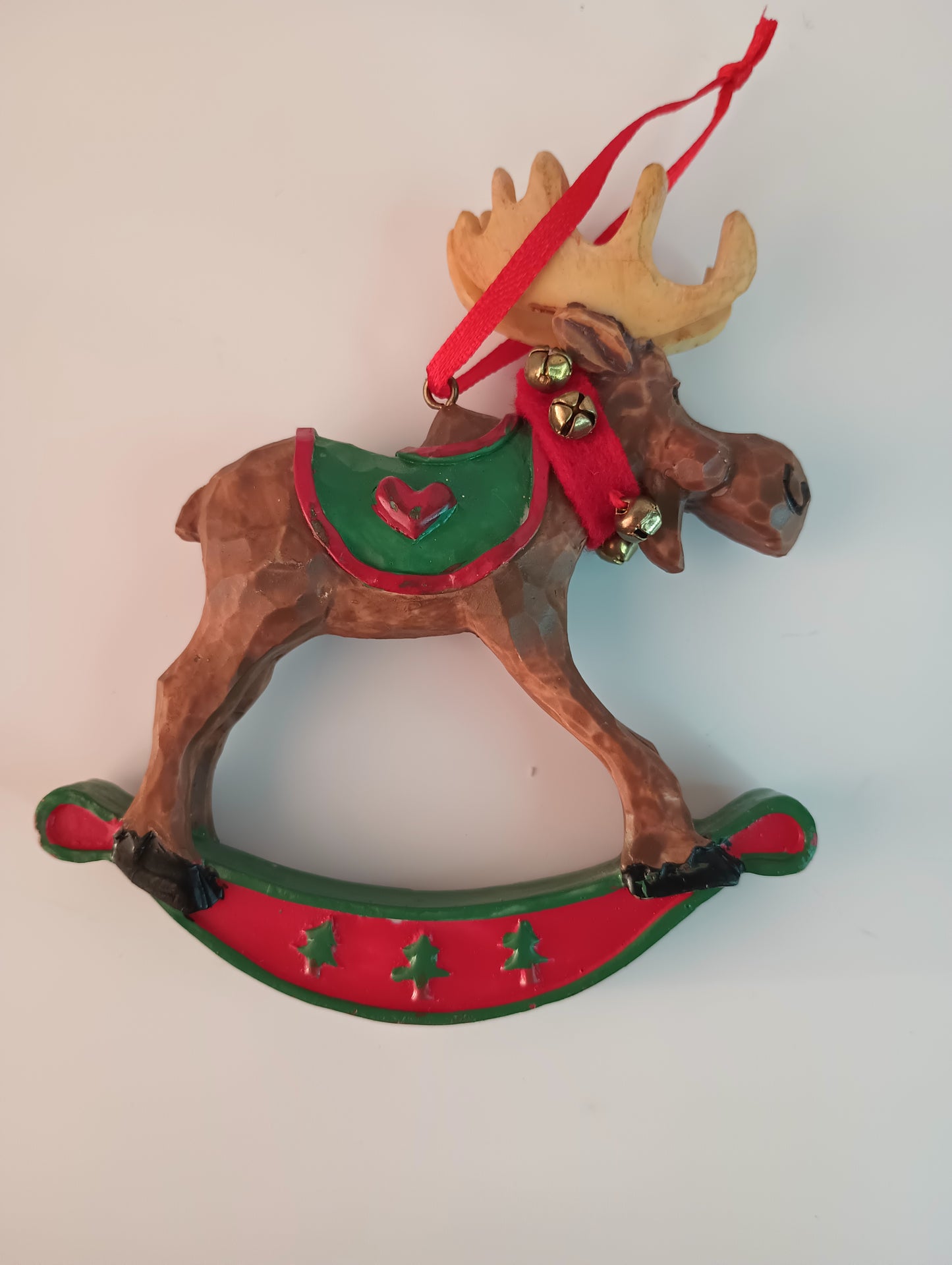 KSA Inc Rocking Moose Christmas Ornament 4"