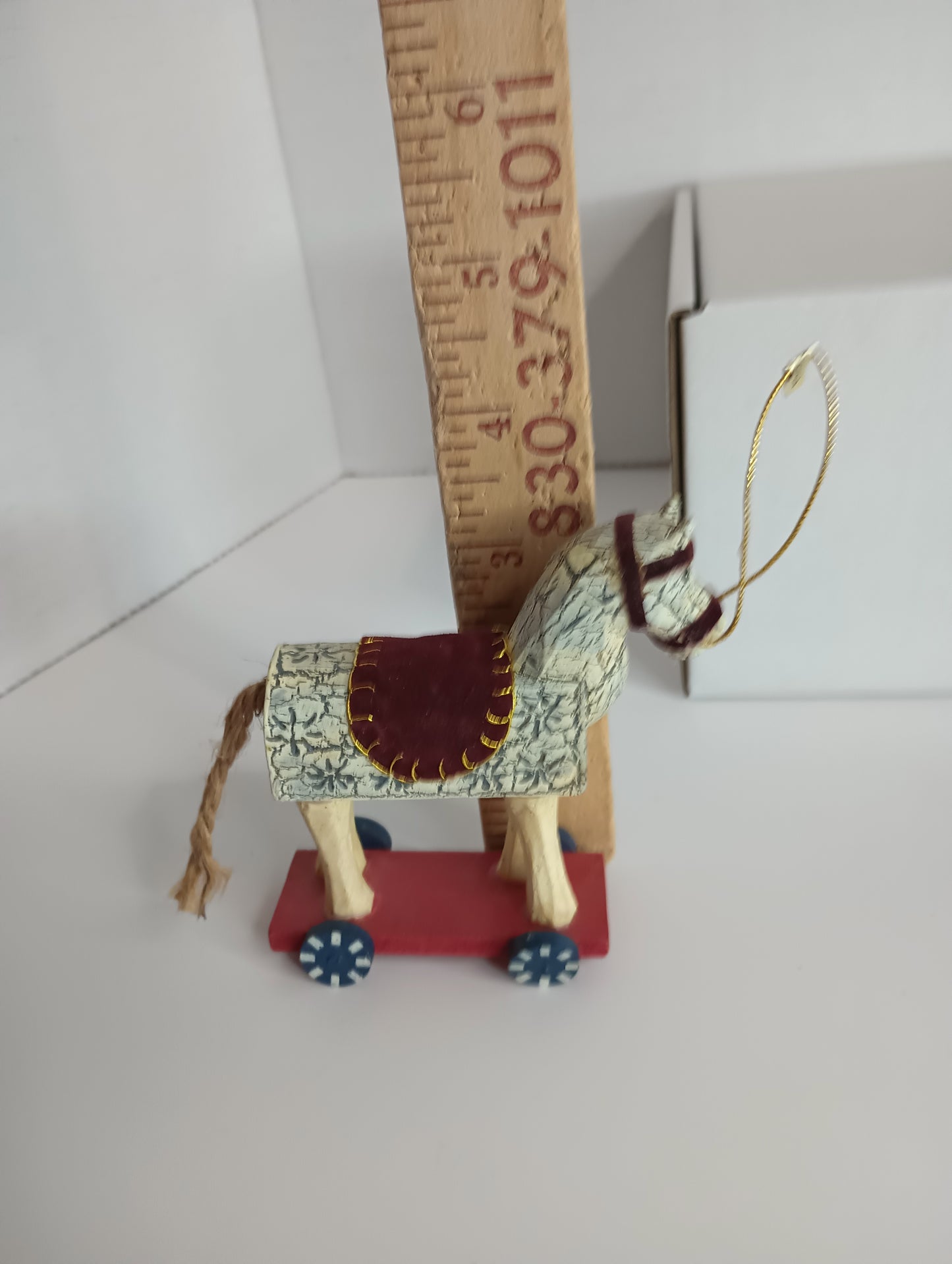 Trojan Horse Resin & Wood with Rolling Wheels Christmas Ornament 3"