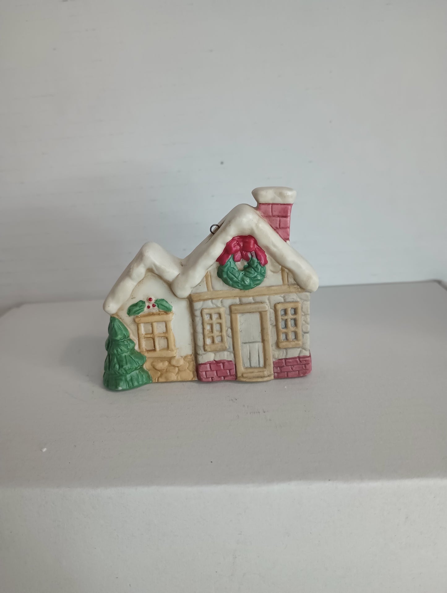 Porcelian House Christmas Ornament 2.25"