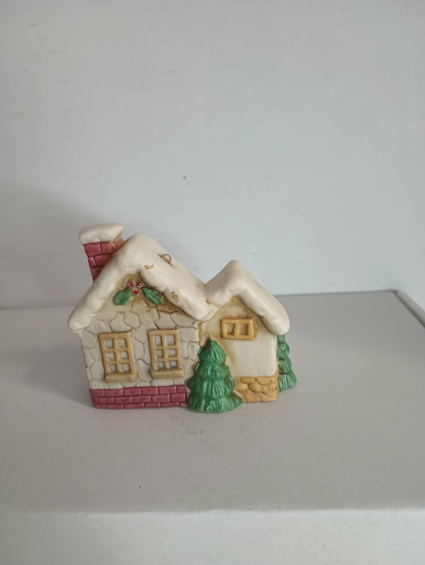 Porcelian House Christmas Ornament 2.25"