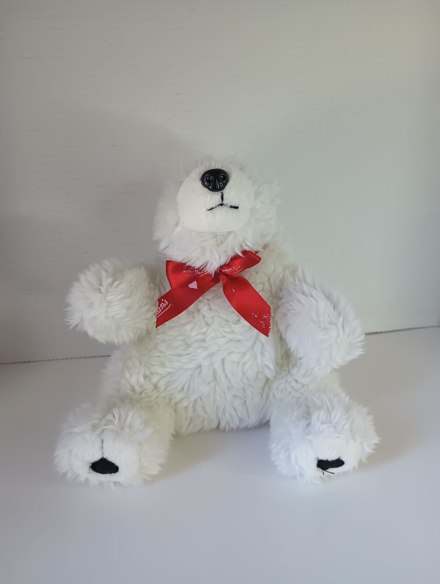 Designed and Manufactued For Russel Stover Candies Inc Polar Bear Plush with Red Bow 8"