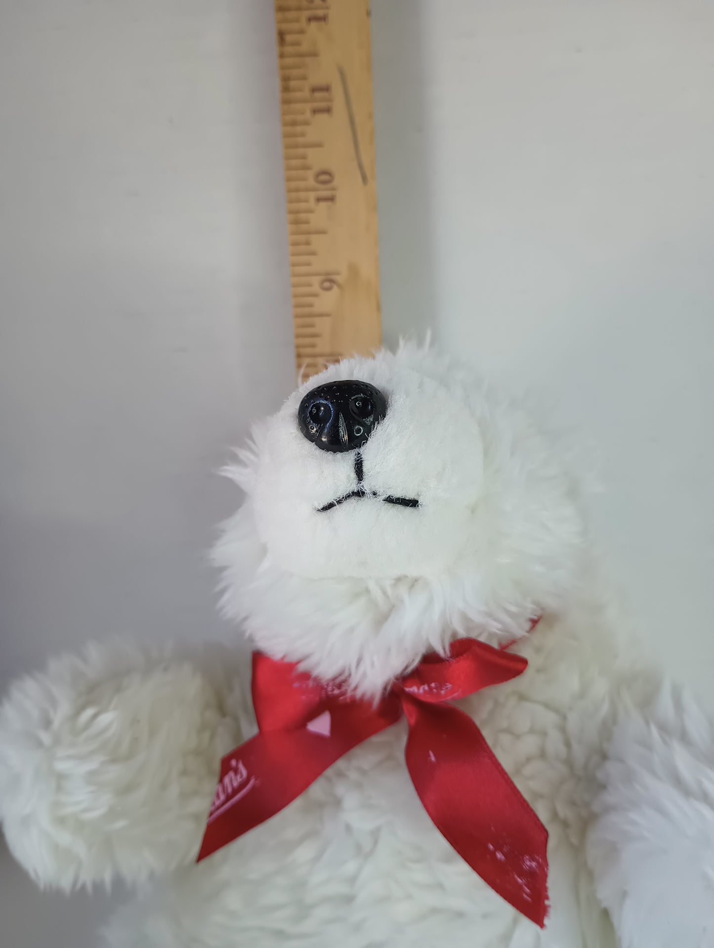 Designed and Manufactued For Russel Stover Candies Inc Polar Bear Plush with Red Bow 8"