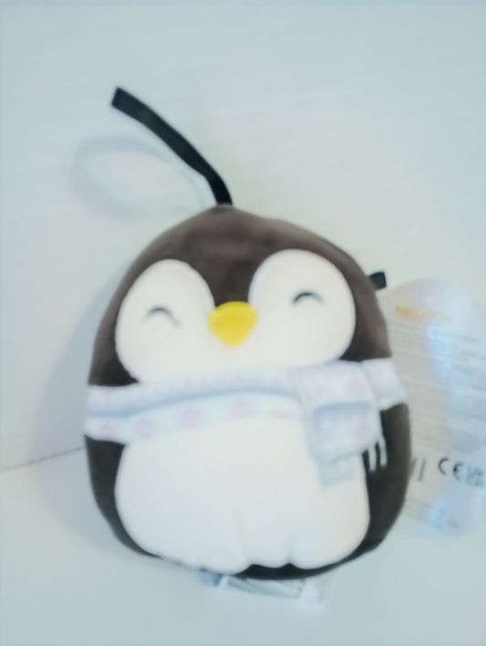 Squishmallows 4" Luna the Penguin with Ear Muffs and Candy Cane Scarf - 2023 Kelly Toy