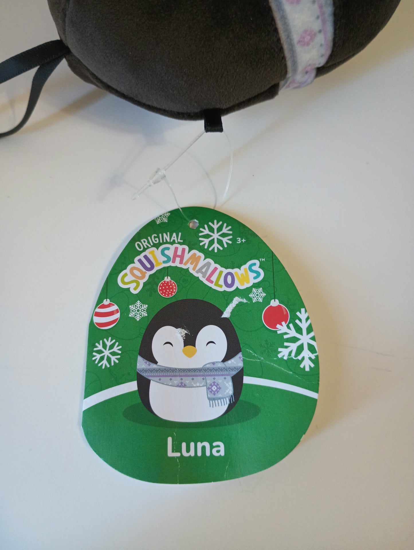 Squishmallows 4" Luna the Penguin with Ear Muffs and Candy Cane Scarf - 2023 Kelly Toy