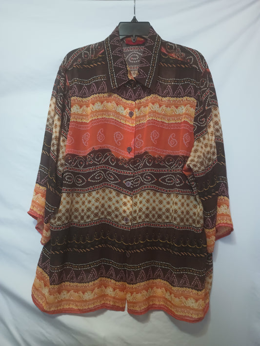 ALYN PAIGE WOMAN Blouse Lightweight Lined Autumn Colors Blouse Plus