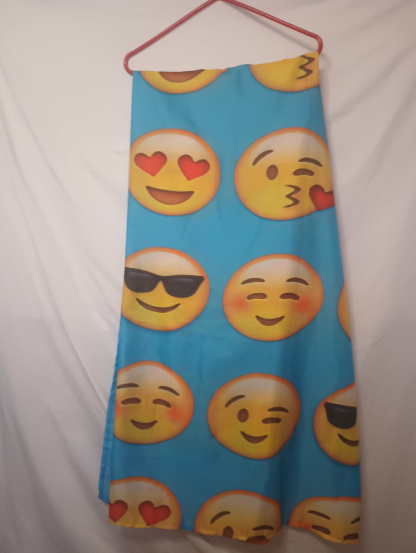 Emojis Shower Curtain Blue with Yellow Faces