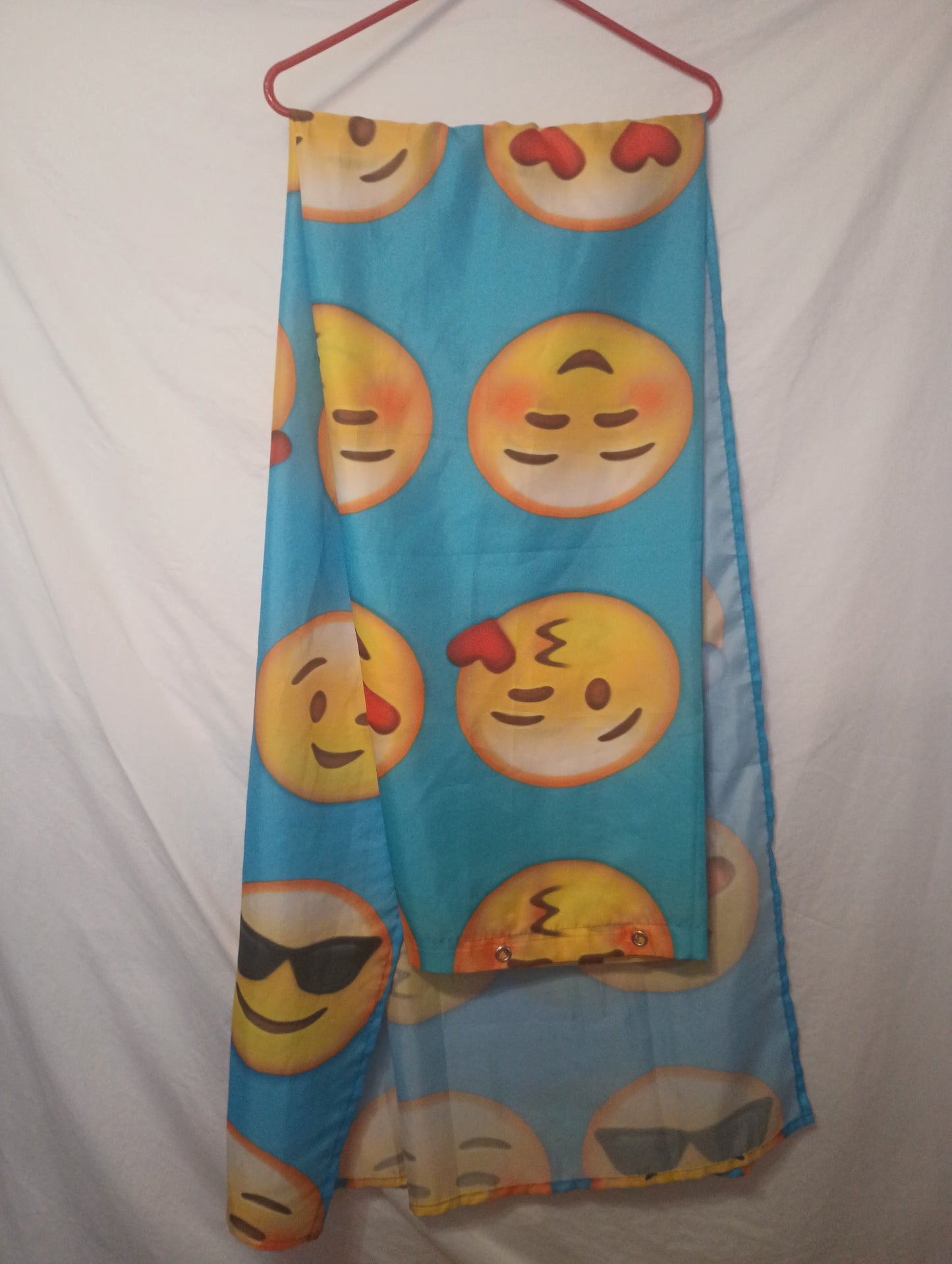 Emojis Shower Curtain Blue with Yellow Faces