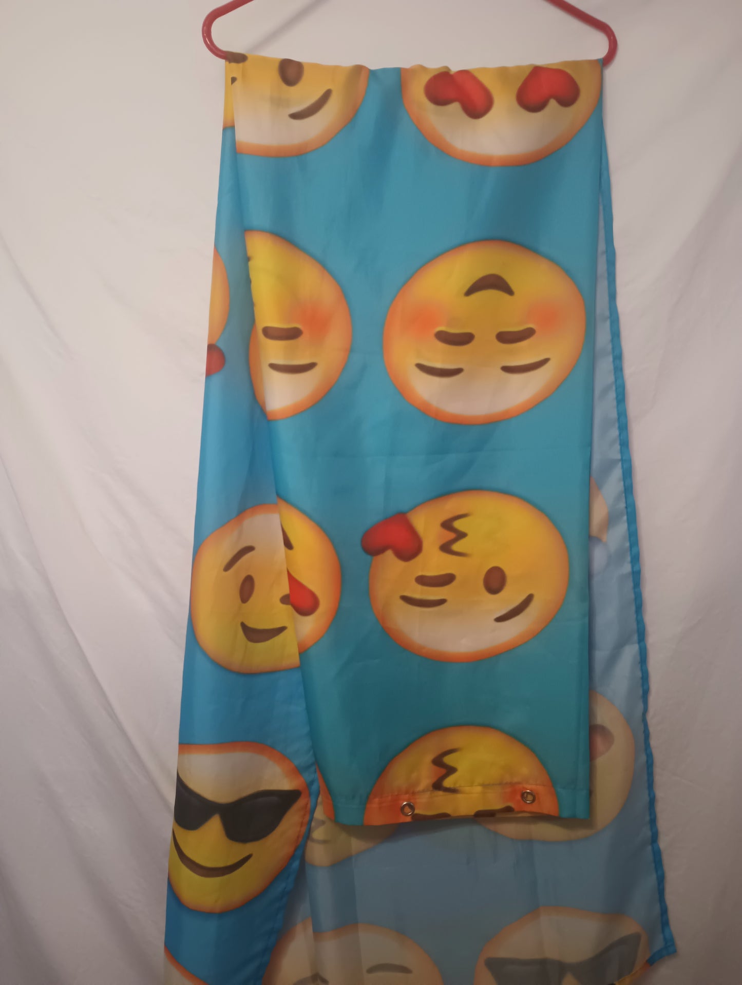 Emojis Shower Curtain Blue with Yellow Faces