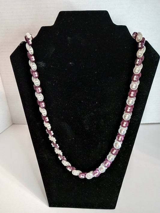 Vintage Purple & White Womens Necklace 30"