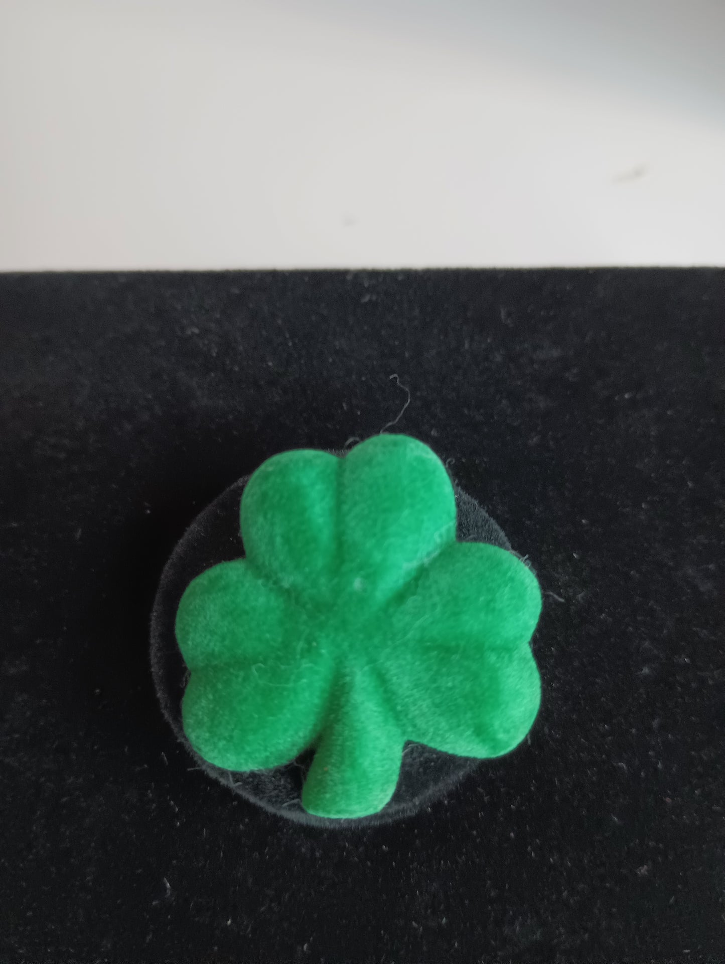 Vintage Three Leaf Felt Green Clover Brooch 1 1/4"