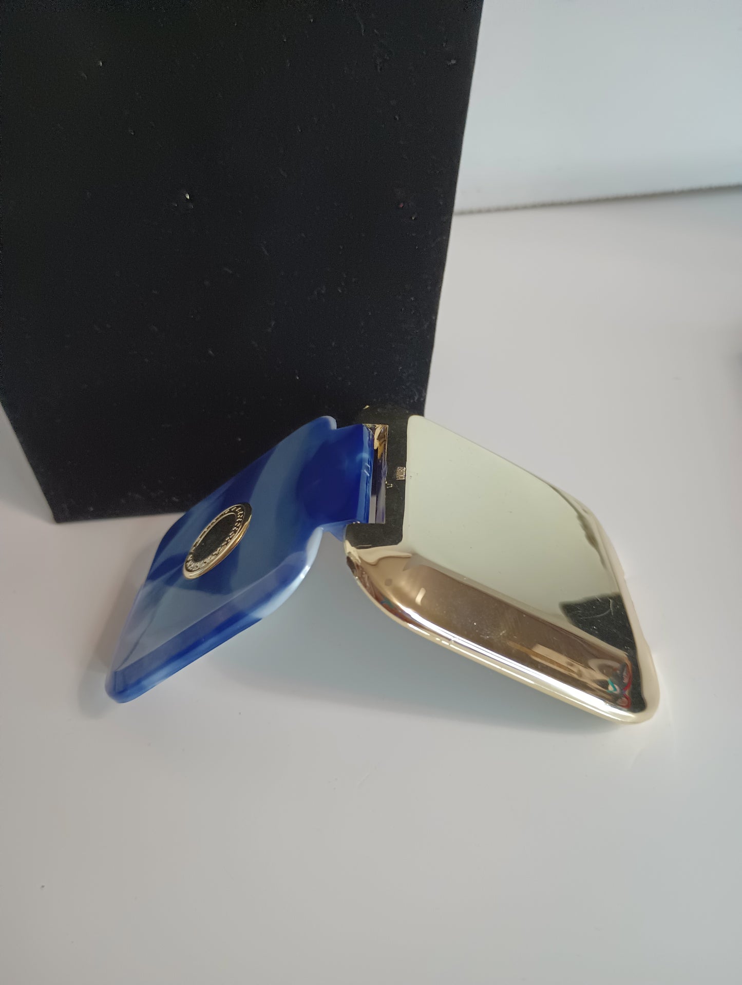 Square Compact Mirror Blue & Gold-toned