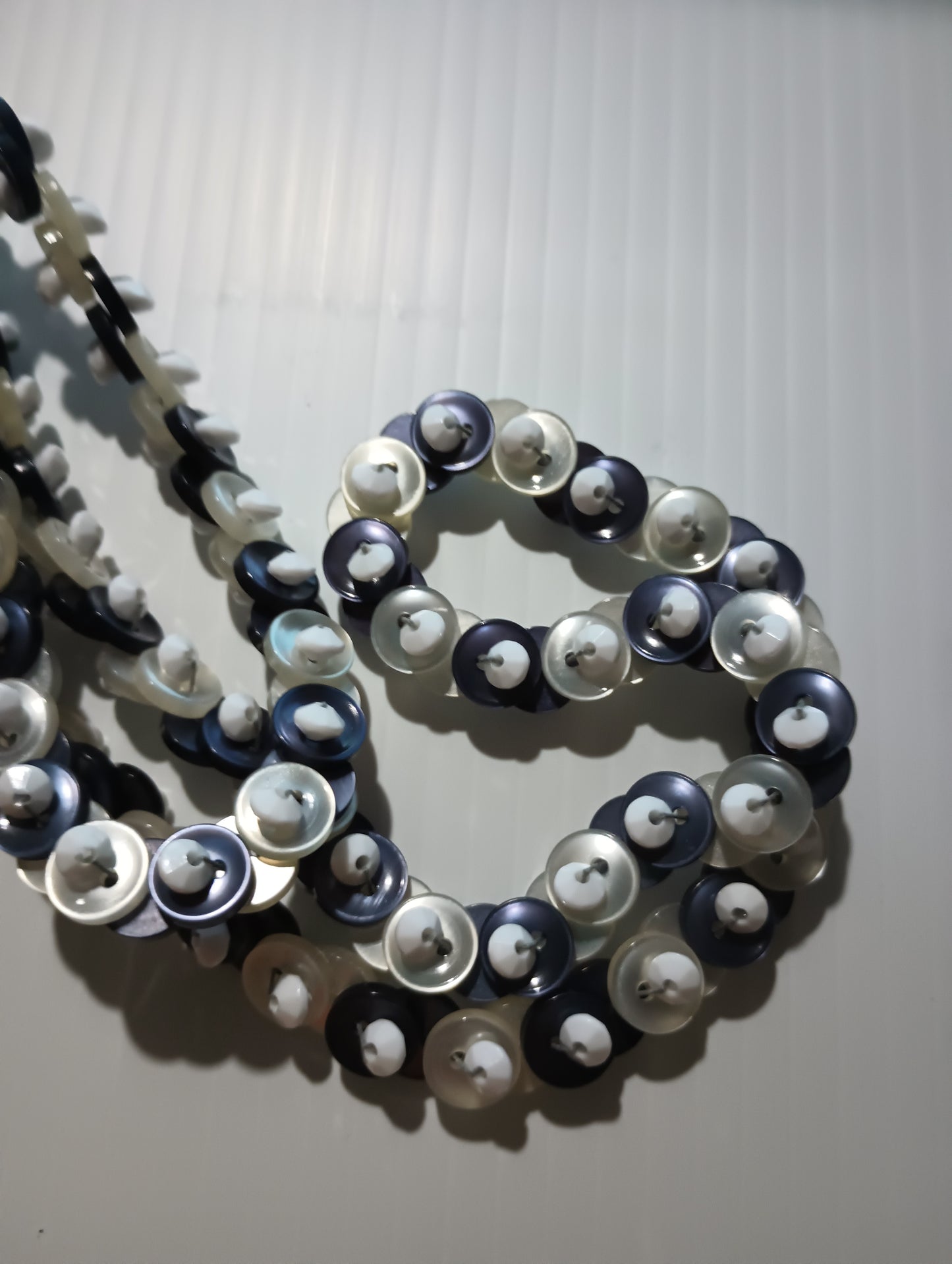 Vintage Blue and White Beaded Womens Necklace 30"