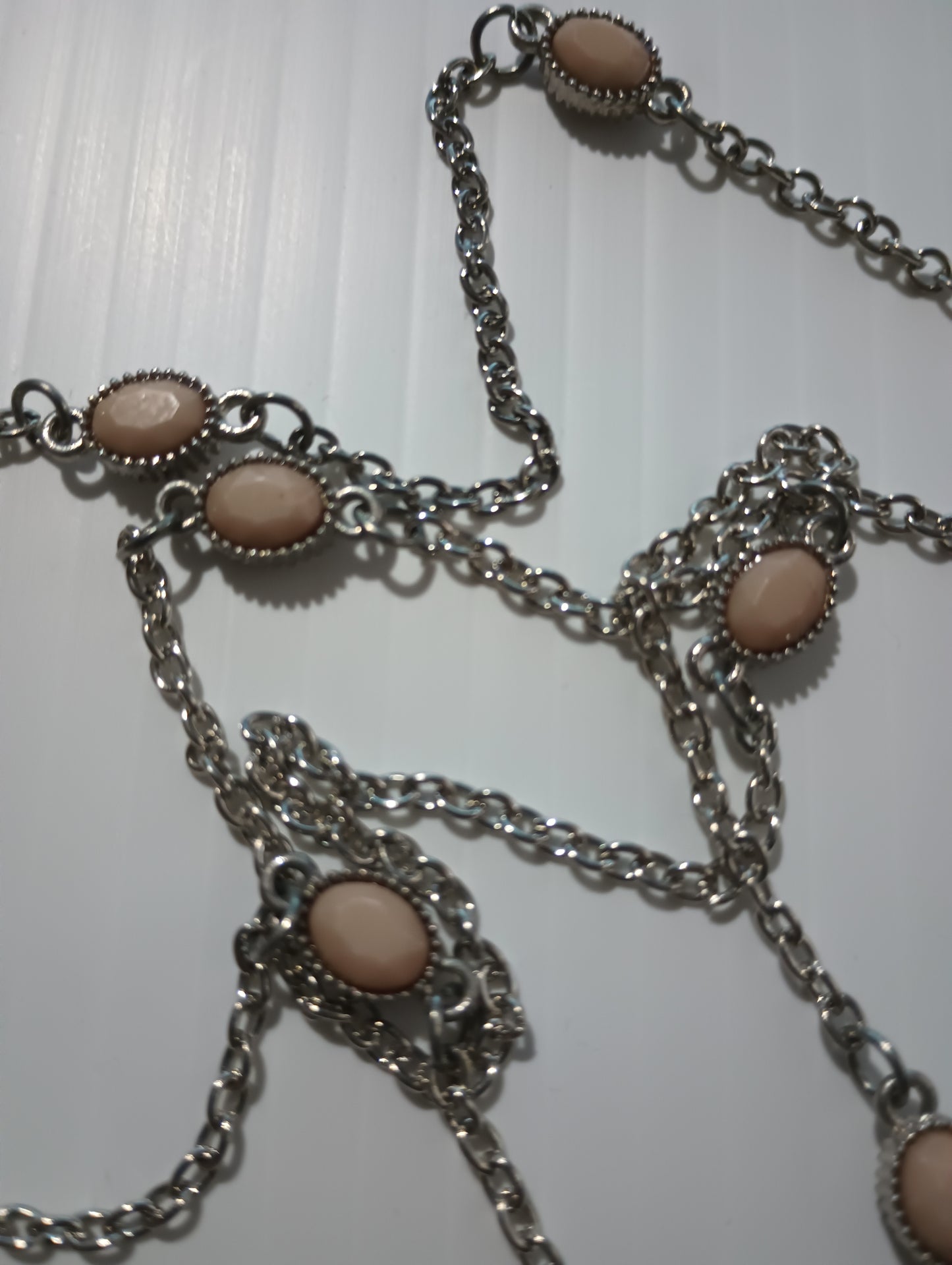 PAPARAZZI Womens Beige Beaded and silvertone Necklace and Earrings 42"