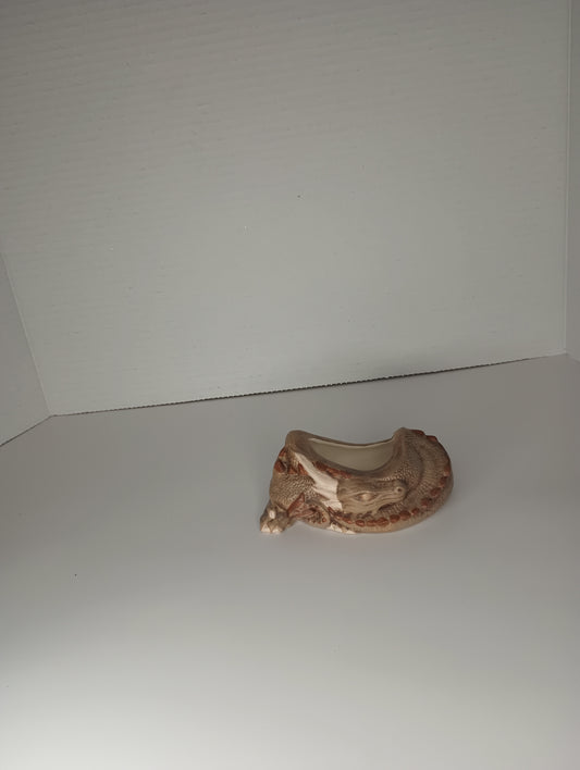 Handpainted Dragon Bowl Tan