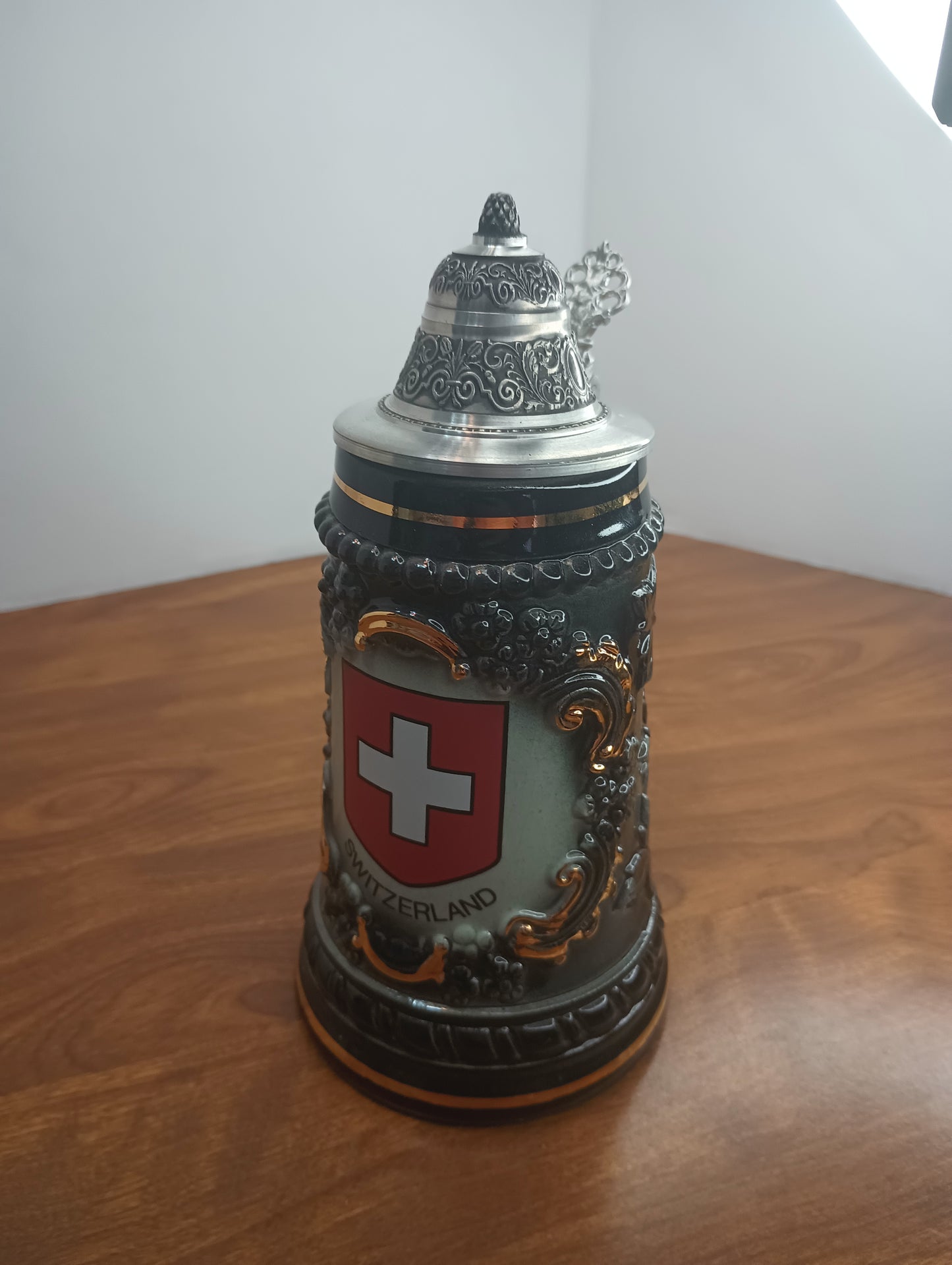 Vintage Handmade Original King Switzerland Beer Stein 8"