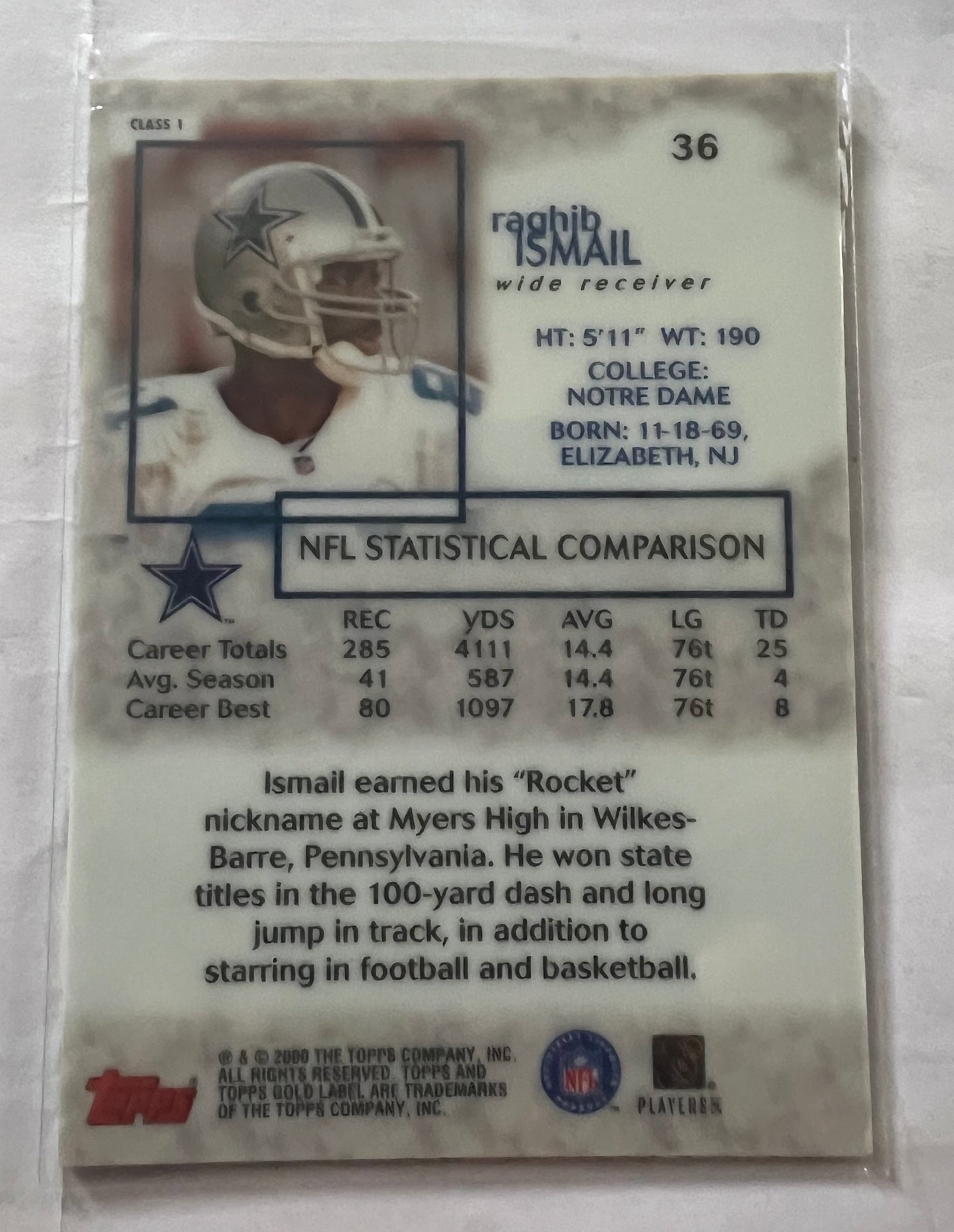 Raghib Ismail Dallas Cowboys #36 - 2000 Topps Gold Label