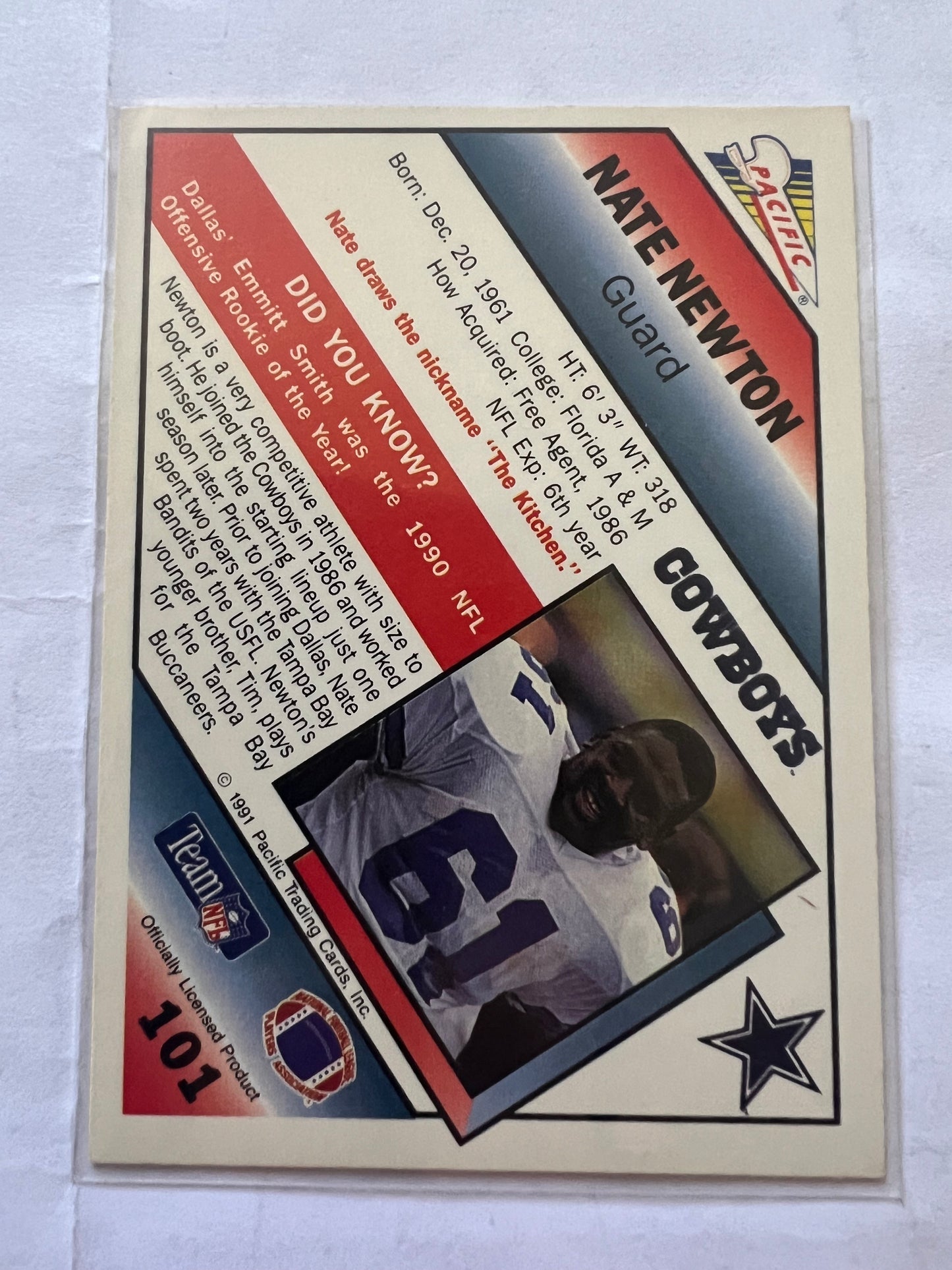 Nate Newton Dallas Cowboys #101 - 1991 Pacific