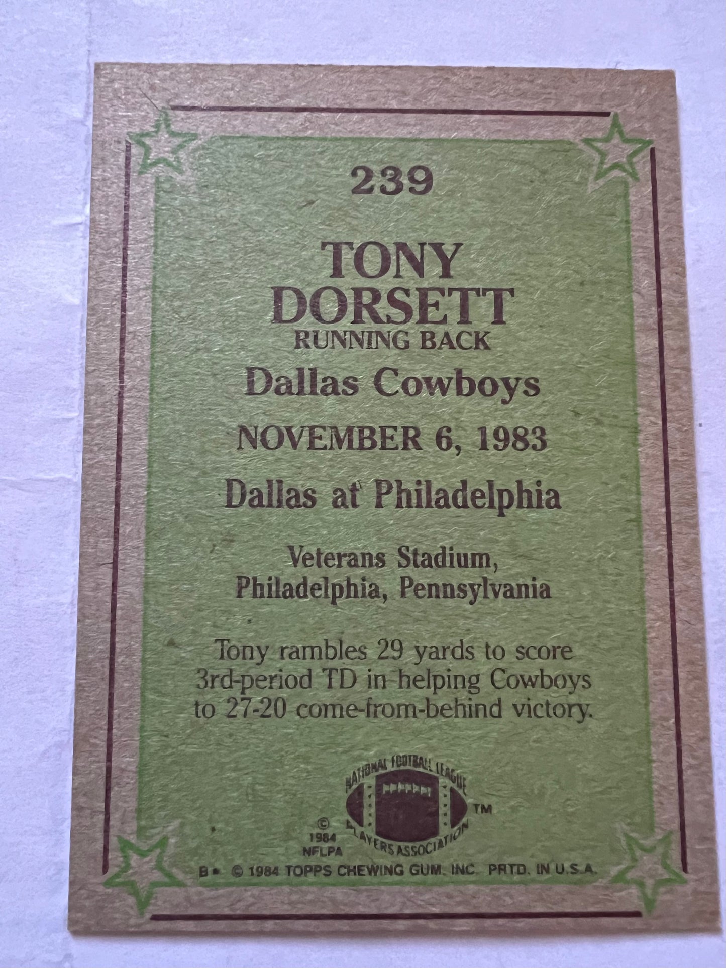 Tony Dorsett Dallas Cowboys #239 - 1984 Topps