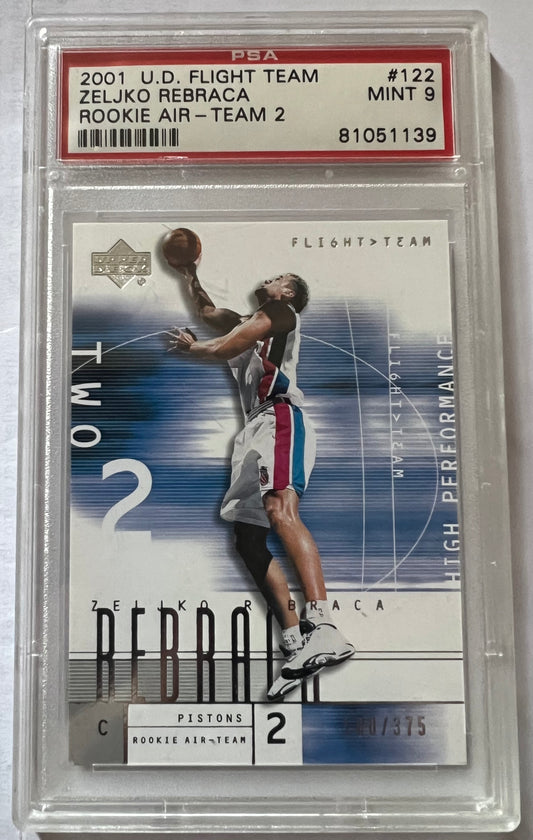 Zeljko Rebraca Detroit Pistons #122 - 2001 U.D. Flight Team Air 180/375 PSA 9