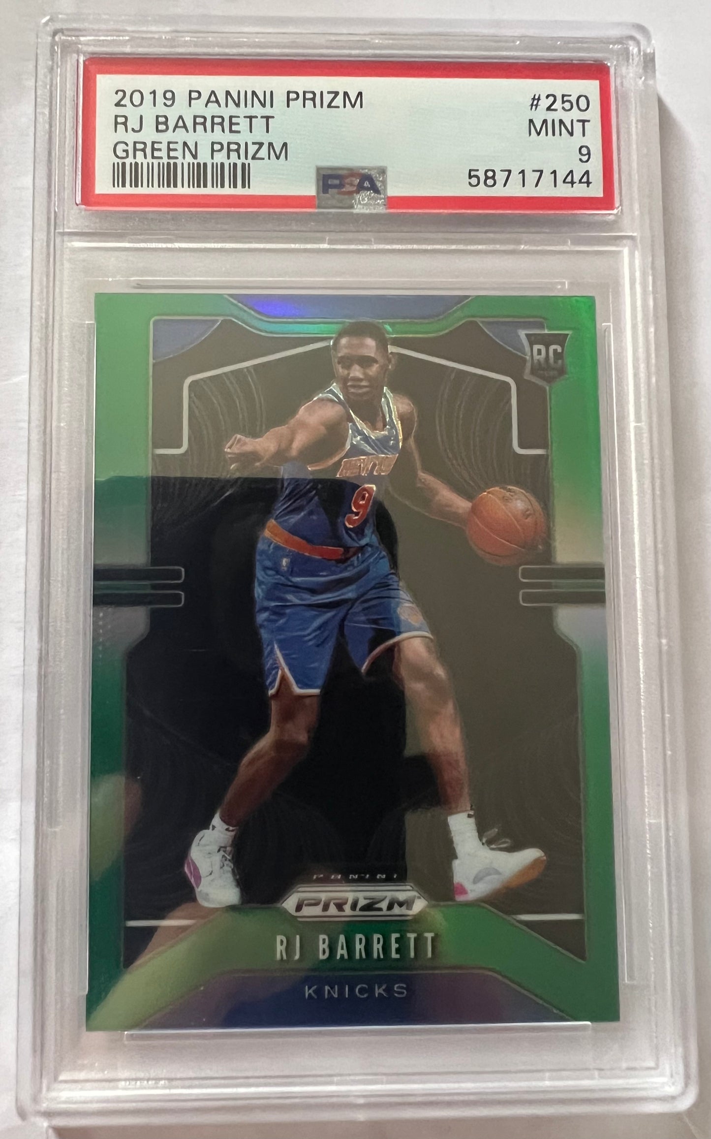 Rj Barrett New York Knicks #250 - 2019 Panini Prizm Green PSA 9