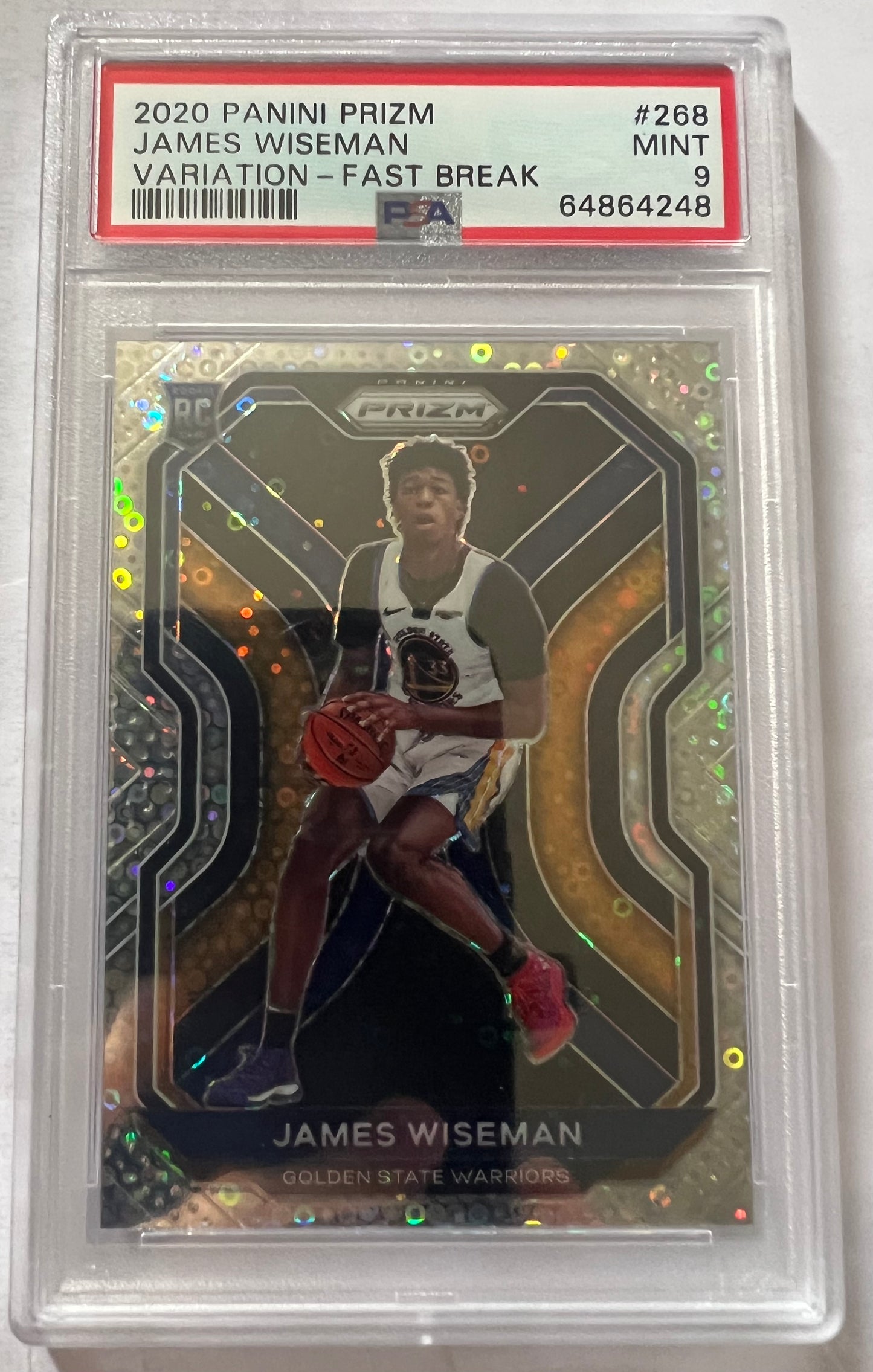 James Wiseman Golden State Warriors #268 - 2020 Panini Prizm Variation - Fast Break PSA 9