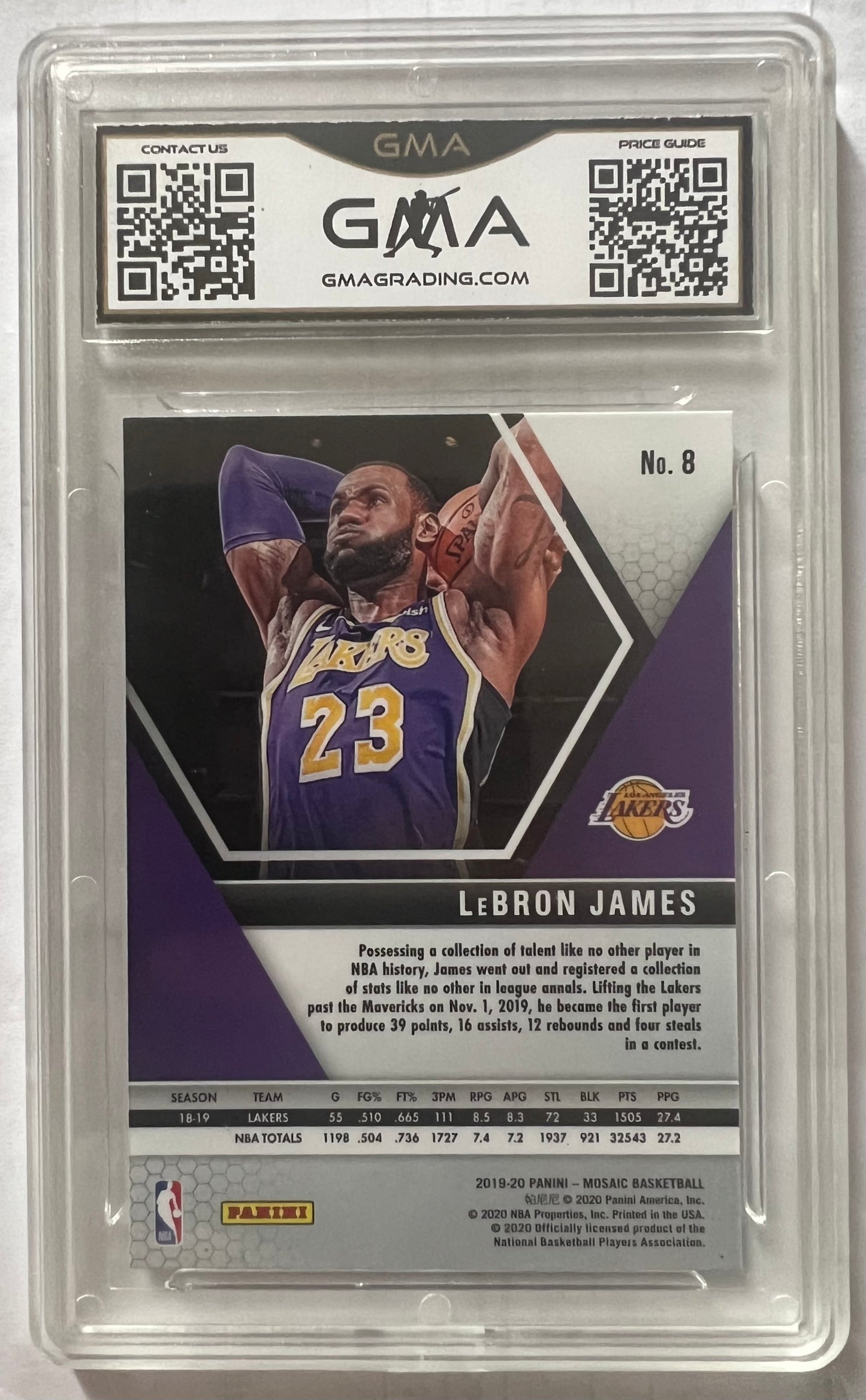 LeBron James Los Angeles Lakers #8 - 2019 Mosaic GMA 8