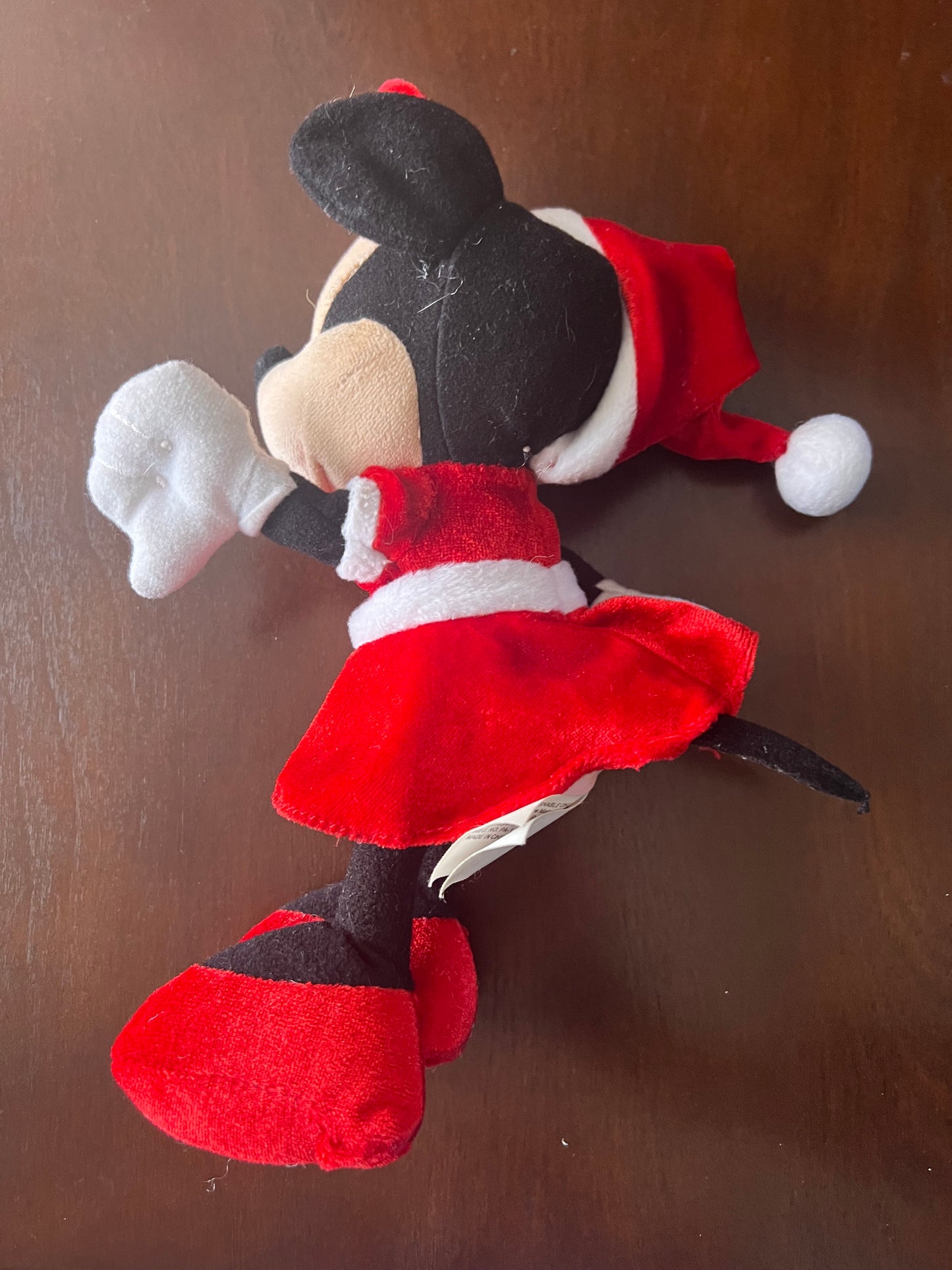 Disney Minnie Mouse Santa Hat Red Velvet Dress Plush Stuffed Animal 9" Just Play