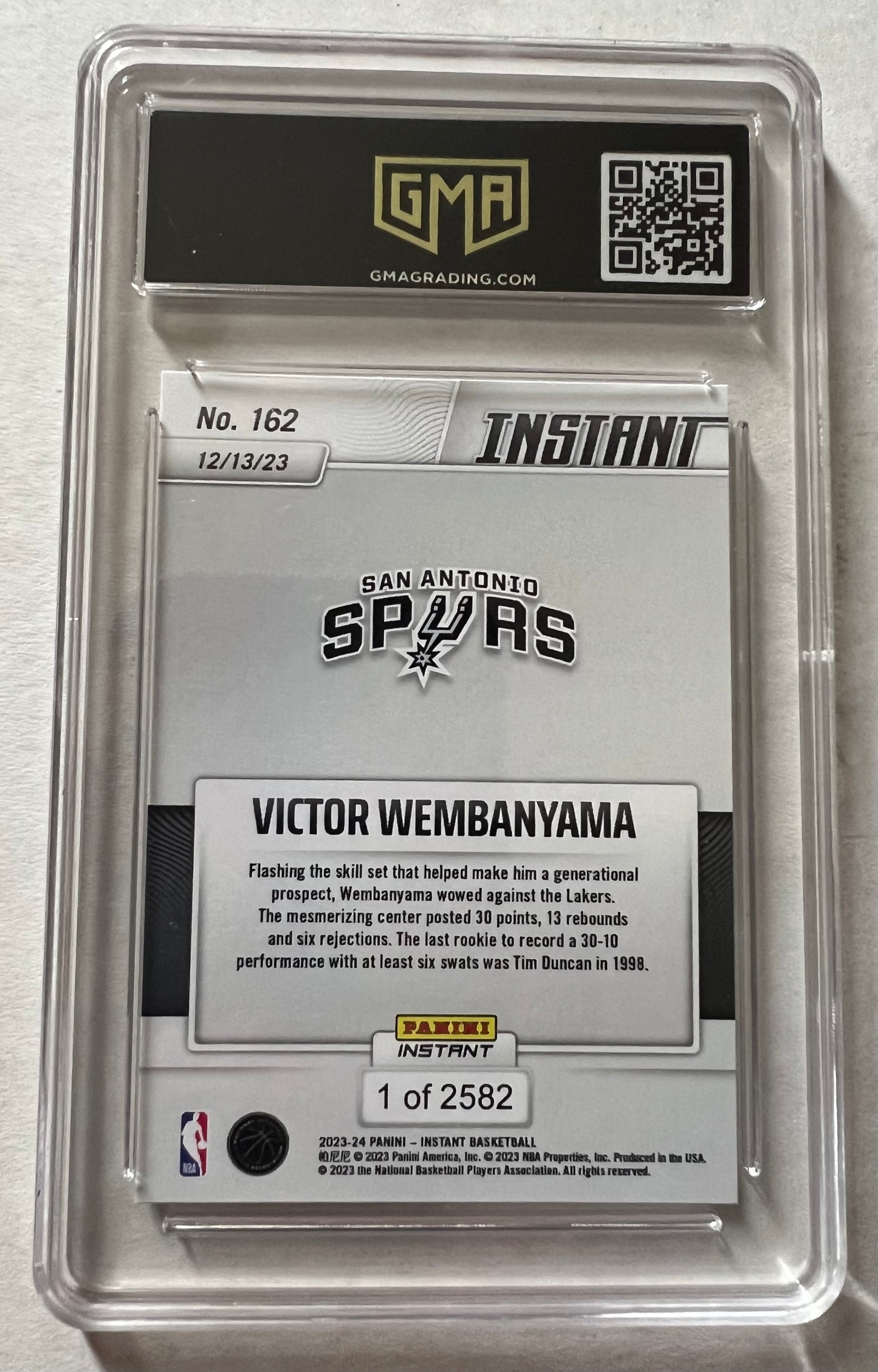 Victor Wembanyama San Antonio Spurs #162 - 2023-24 Panini Instant GMA 9