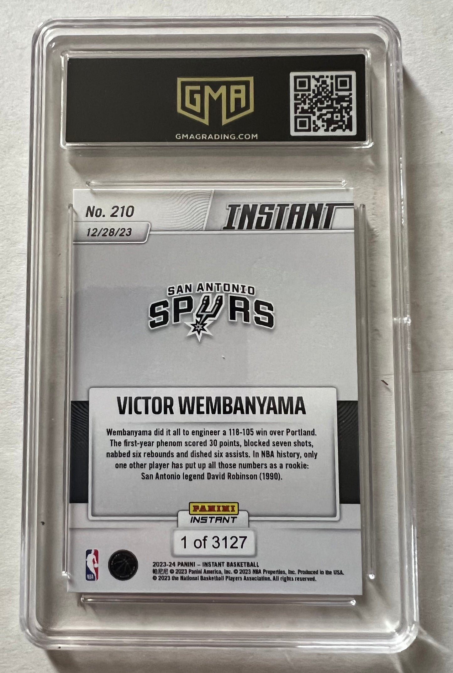 Victor Wembanyama San Antonio Spurs #210  - 2023-24 Panini Instant GMA 9