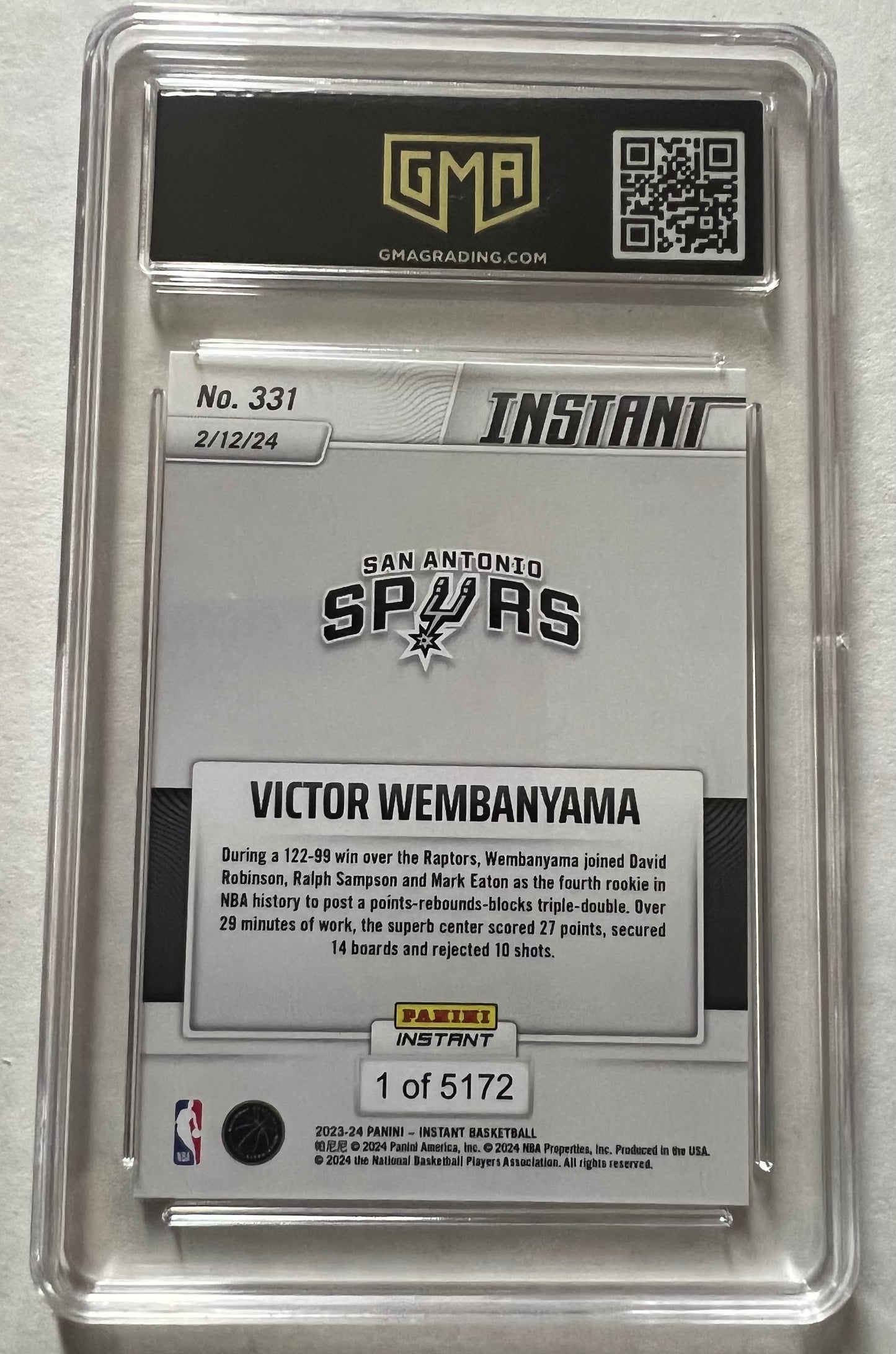 Victor Wembanyama San Antonio Spurs #331 - 2023-24 Panini Instant GMA 9