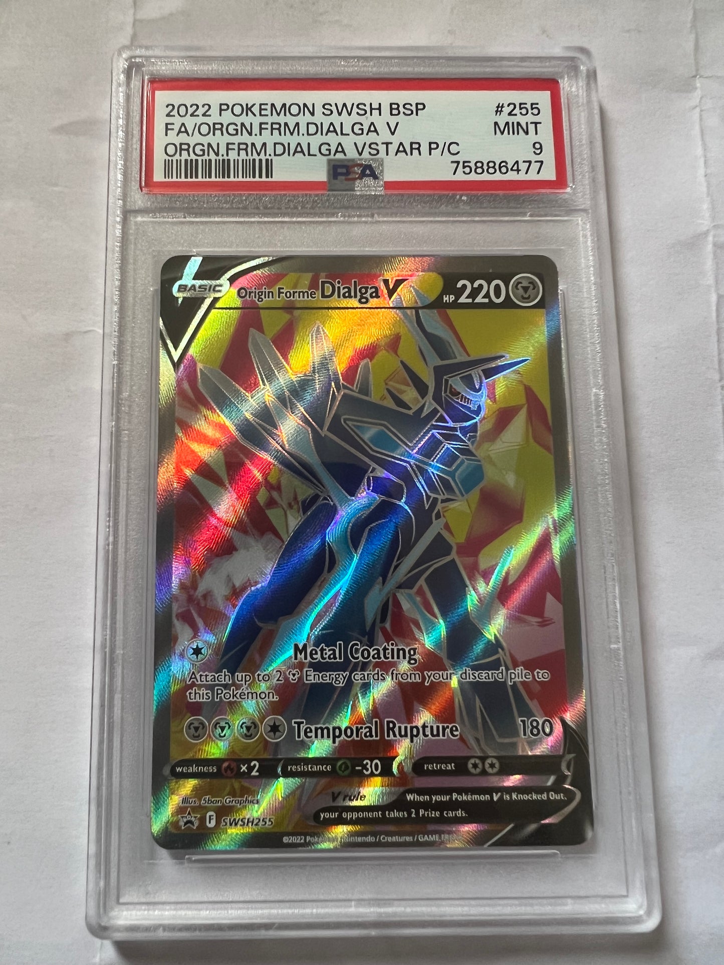 Origin Forme Dialga V #SWSH255 Sword & Shield - 2022 Pokemon PSA 9