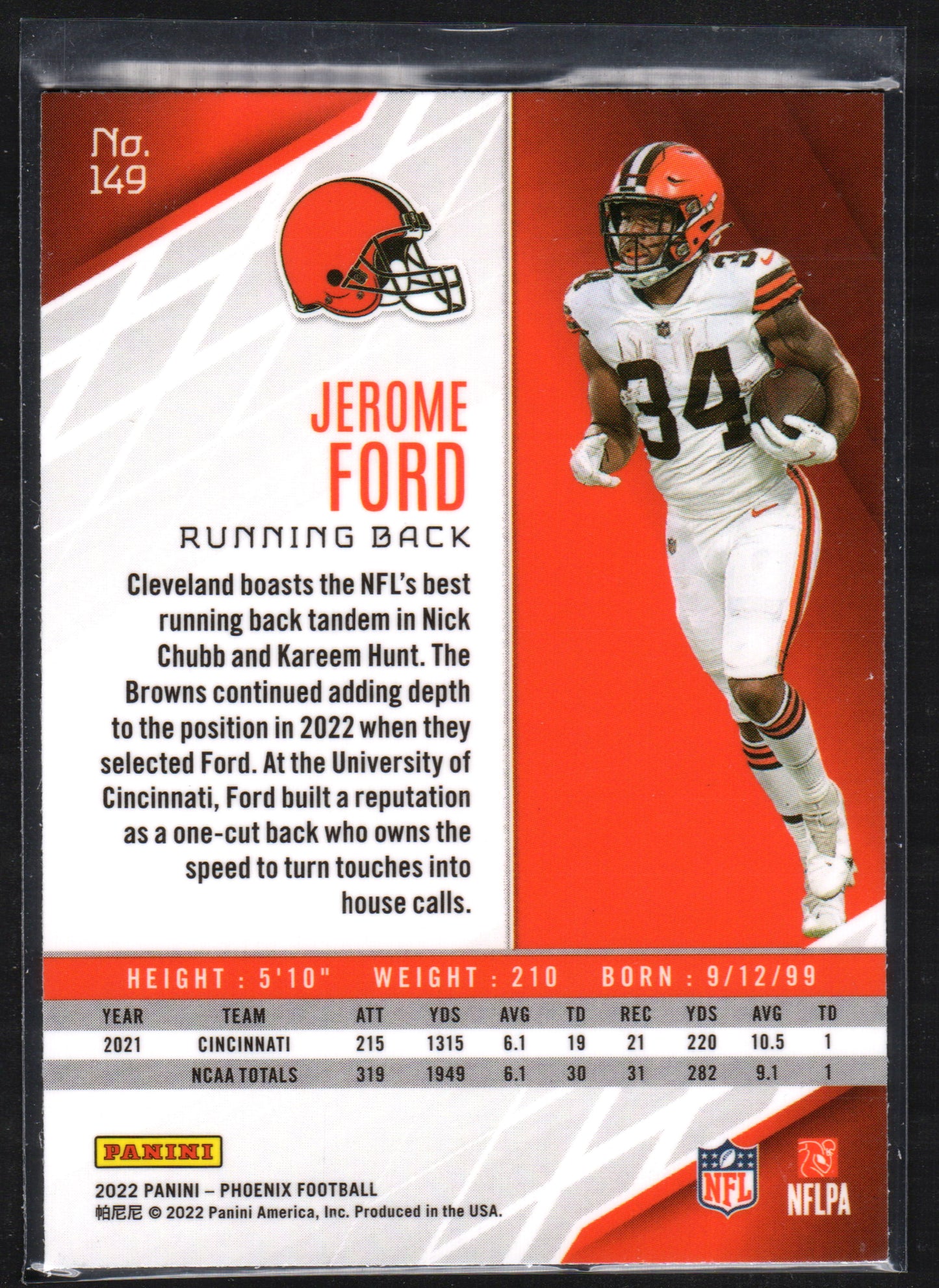 Jerome Ford Cleveland Browns #149 - 2022 Panini Phoenix